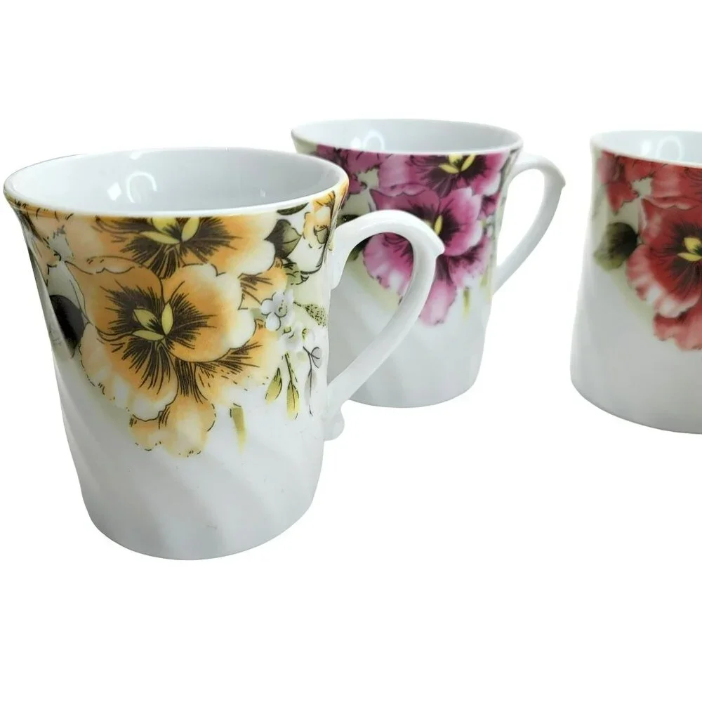 Sorelle Floral Coffee Mug Tea Cup Set Floral Fine Porcelain China Pretty! PD001 - Picture 3 of 10